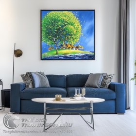 Tranh Vẽ Cây Xanh Lá Thưa Và Bầu Trời Xanh