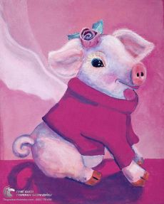 Tranh Vẽ Cô Bé Heo Đáng Yêu