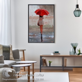 Tranh Vẽ Cô Gái Dạo Bước Trong Mưa