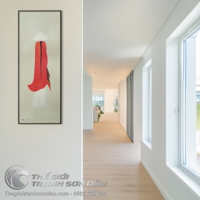 Tranh Vẽ Cô Gái Mặc Áo Dài Đỏ