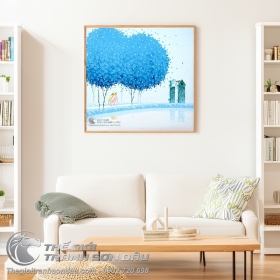 Tranh Vẽ Con Đường Về Làng Có Cây Lá Xanh