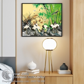 Tranh Vẽ Đàn Chim Hạc Bên Khóm Trúc