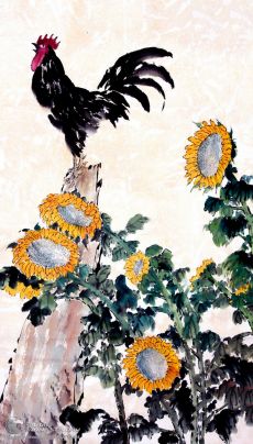 Tranh Vẽ Gà Trống Đứng Trên Mỏm Đá