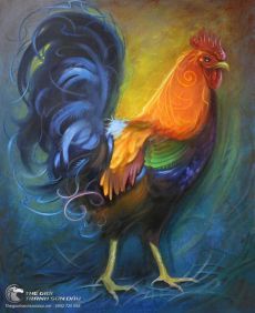 Tranh Vẽ Gà Trống Lông Đẹp
