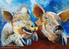 Tranh Vẽ Hai Chú Heo Ngộ Nghĩnh