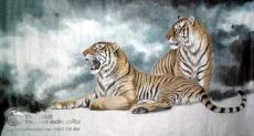 Tranh Vẽ Hai Chú Hổ Đang Nằm
