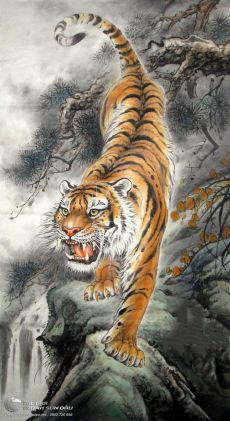 Tranh Vẽ Hổ Đang Gầm Dũng Mãnh