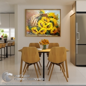 Tranh Vẽ Hoa Hướng Dương Nằm Trong Giỏ Tre
