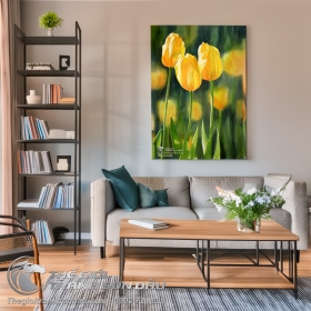Tranh Vẽ Hoa Tulip Màu Vàng Đẹp