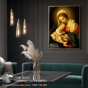 Tranh Vẽ Mẹ Maria Hài Đồng Jesu