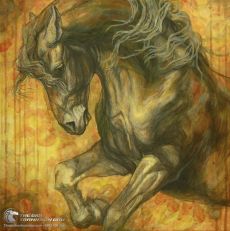 Tranh Vẽ Nàng Ngựa Đen Bờm Dài