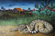 Tranh Vẽ Rắn Hổ Mang Ngủ Bên Xương Rồng