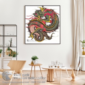 Tranh Vẽ Rồng Lớn Đầu Xanh