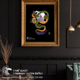 Tranh Vẽ Rồng Xanh Và Ngọn Núi