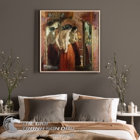 Tranh Vẽ Thiếu Nữ Khỏa Thân Đang Soi Gương