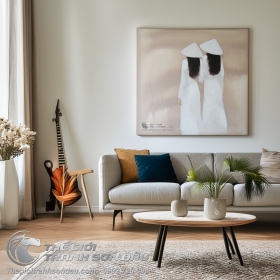 Tranh Vẽ Thiếu Nữ Mặc Áo Dài Mái Tóc Đen Dài