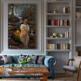 Tranh Vẽ Thiếu Nữ Ngồi Trong Rừng