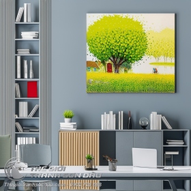 Tranh Vẽ Vườn Cây Hoa Lá Vàng