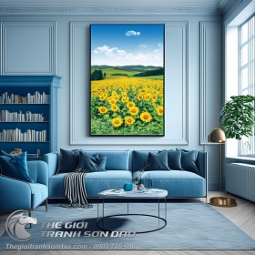 Tranh Vẽ Vườn Hoa Hướng Dương Trải Dài