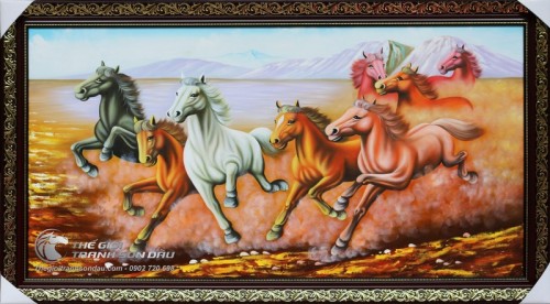 Tranh 8 Con Ngựa Chạy Trên Đất