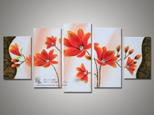Tranh Bộ Hoa Cánh Nổi 3D Màu Đỏ