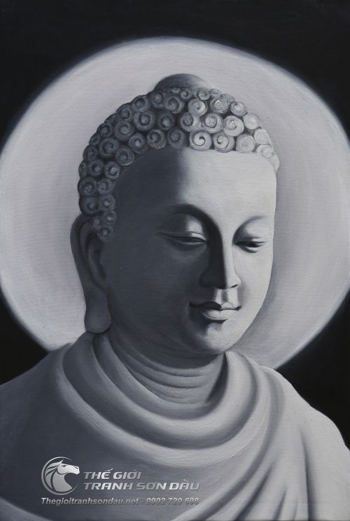 Tranh Chân Dung Phật Tổ Đen Trắng
