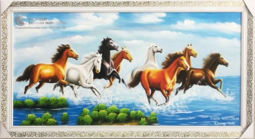 Tranh Mã Đáo Thành Công Ngựa Chạy Dưới Mây Xanh