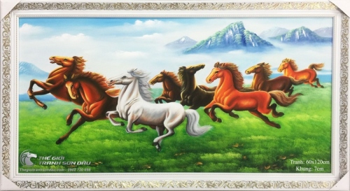 Tranh Mã Đáo Thành Công Ngựa Chạy Trên Cỏ