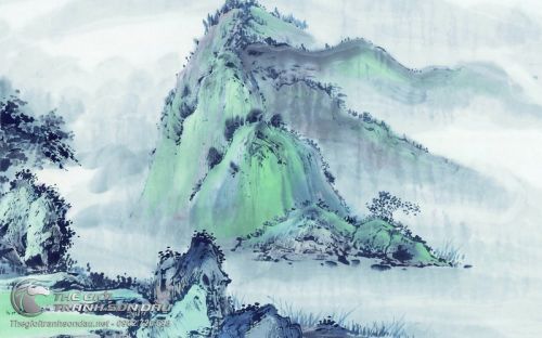 Tranh Phong Cảnh Sông Núi Vẽ Tay Tuyệt Đẹp