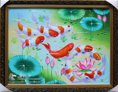 Tranh Phong Thủy Cửu Ngư Chín Con Cá Chép