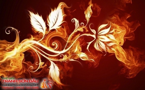 Tranh Sơn Dầu Đuôi Phượng Hoàng Lửa Vẽ Cách Điệu