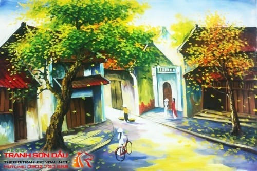 Tranh Sơn Dầu Phong Cảnh Phố Cổ Treo Phòng Khách Đẹp