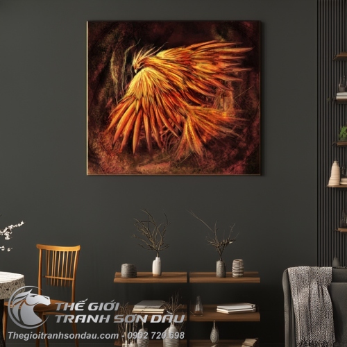 Tranh Sơn Dầu Phượng Hoàng Đất Dũng Mãnh