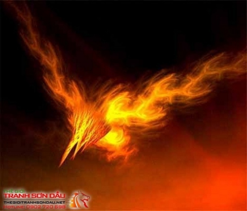 Tranh Sơn Dầu Phượng Hoàng Lửa Trang Trí Nội Thất Đẹp