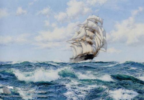 Tranh Thuyền Buồm Và Sóng Biển Dập Dờn