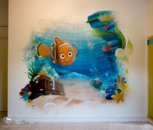 Tranh Tường 3D Vẽ Chú Cá Nê Mô