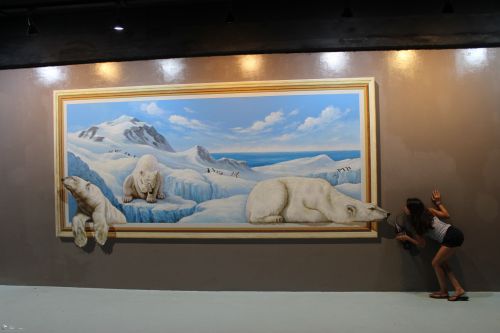 Tranh Tường 3D Vẽ Gấu Bắc Cực