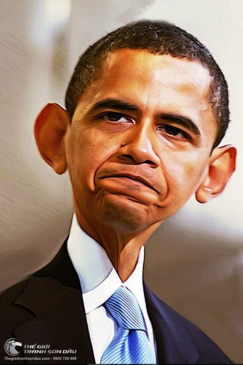 Tranh Vẽ Biếm Họa Tổng Thống Obama Mím Môi