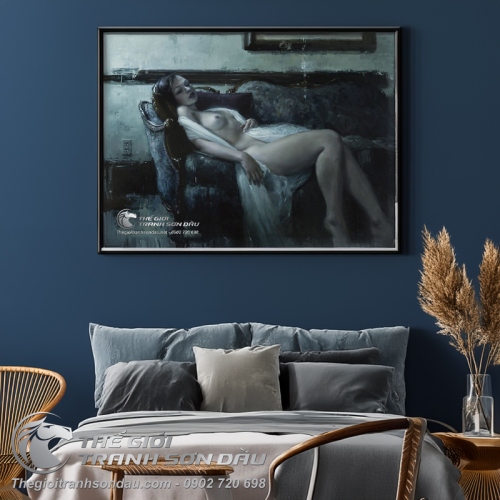 Tranh Vẽ Thiếu Nữ Khỏa Thân Trên Ghế Sofa
