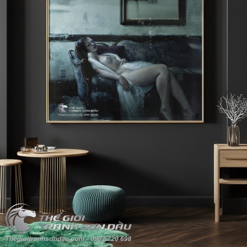Tranh Vẽ Thiếu Nữ Khỏa Thân Trên Ghế Sofa