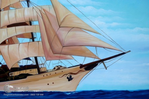 Tranh Vẽ Thuyền Trên Biển